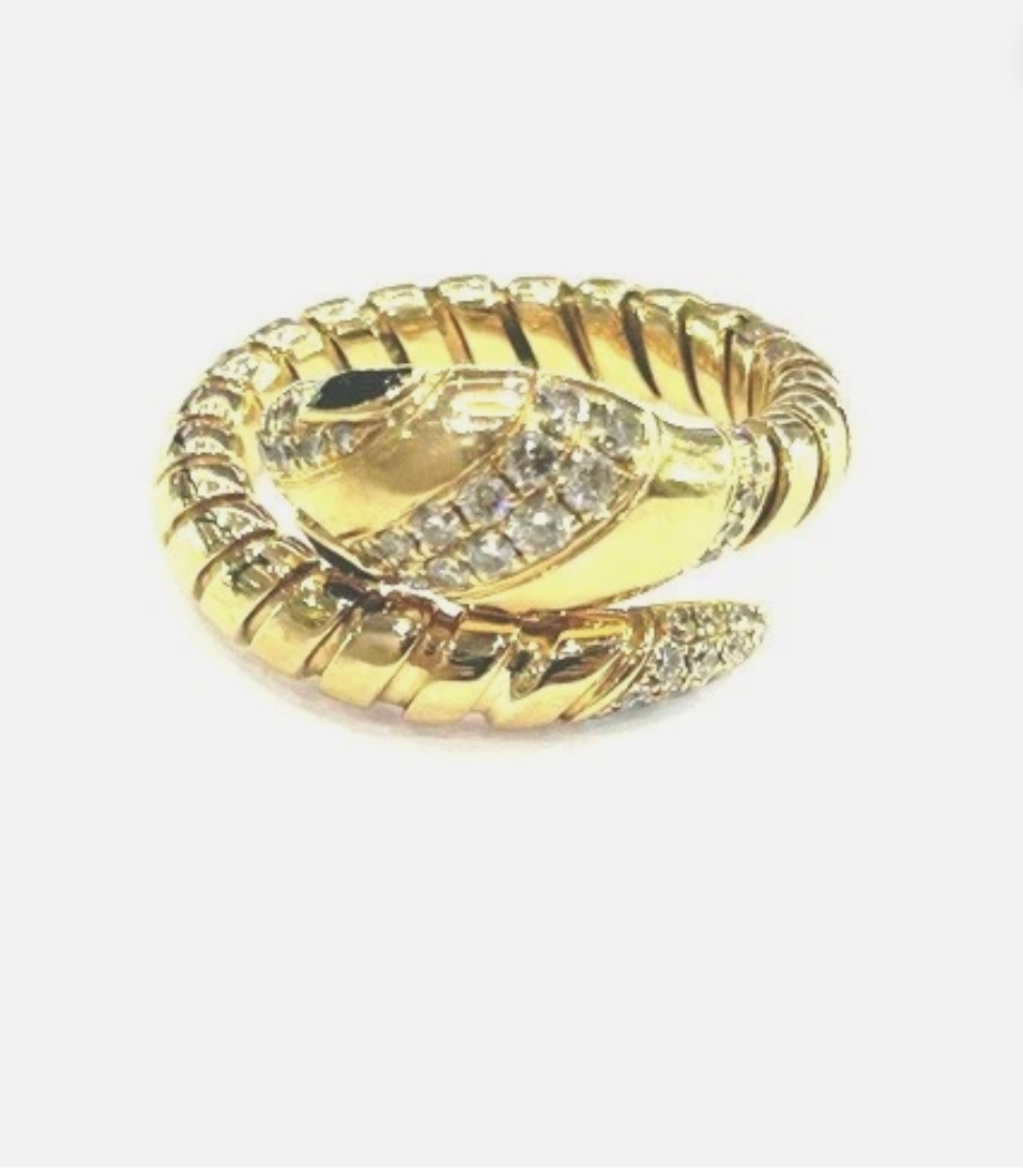 Bvlgari 18K Yellow Gold Serpente Turbogas Ring 0.05 Carats