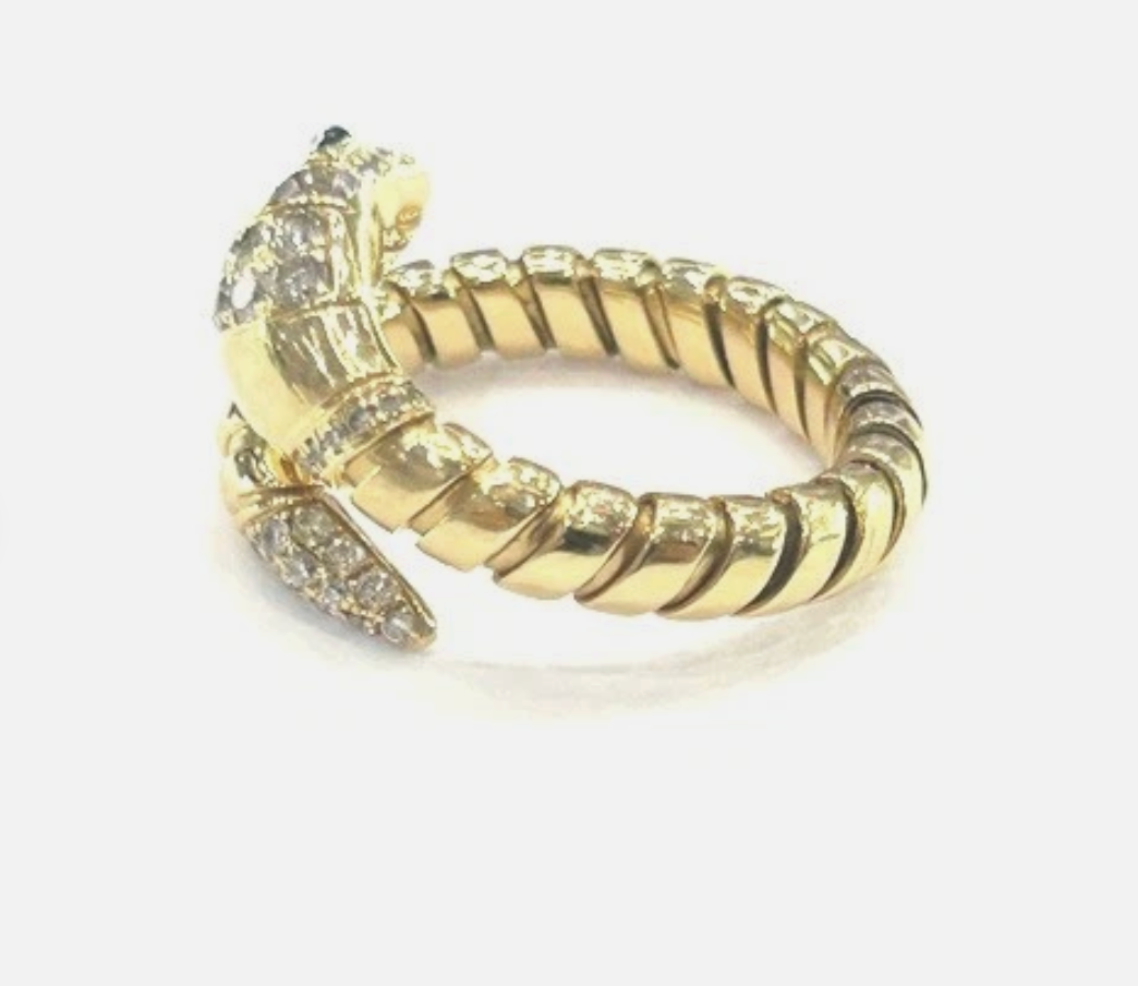 Bvlgari 18K Yellow Gold Serpente Turbogas Ring 0.05 Carats