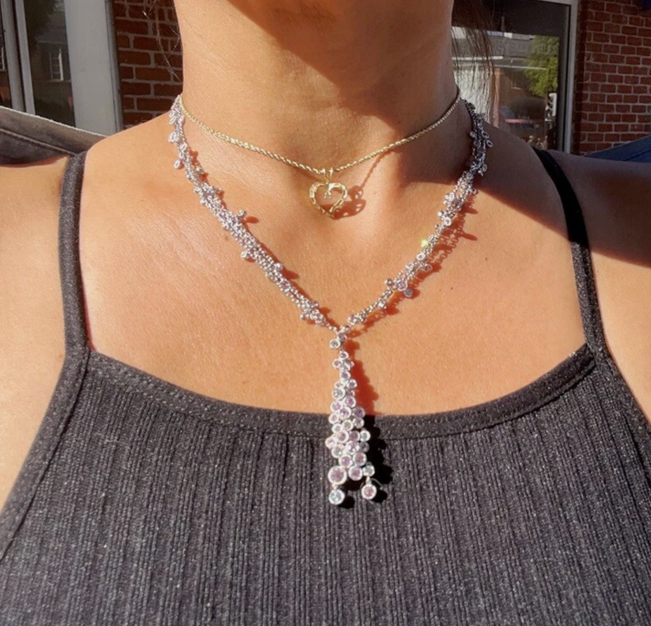 Diamond & Pink Sapphire 14K White Gold 3-Strand Necklace 6.50 Carats