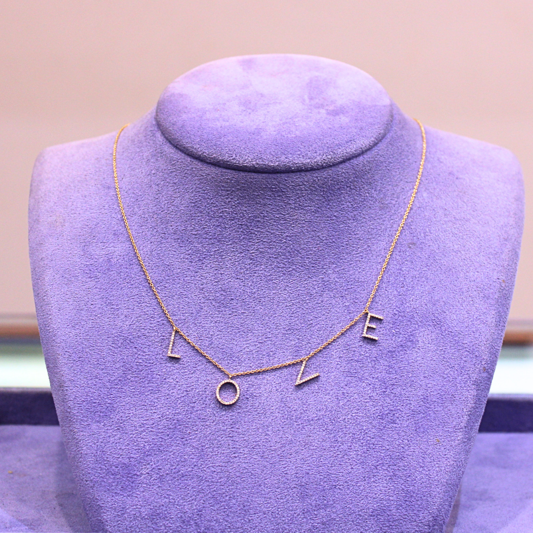 14k Yellow Gold LOVE Necklace