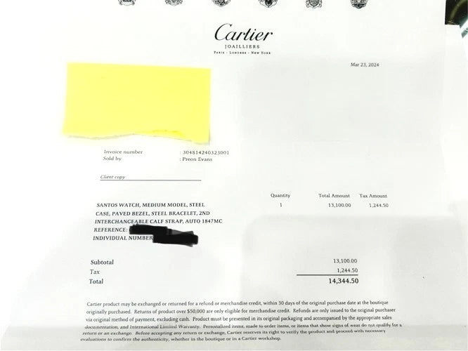 Cartier Stainless Steel Santos De Cartier Watch Pave Bezel Medium Model B&P
