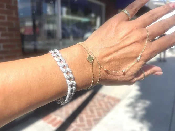 14K White Gold Diamond Pave' Cuban Link Bracelet 2.99 Carats