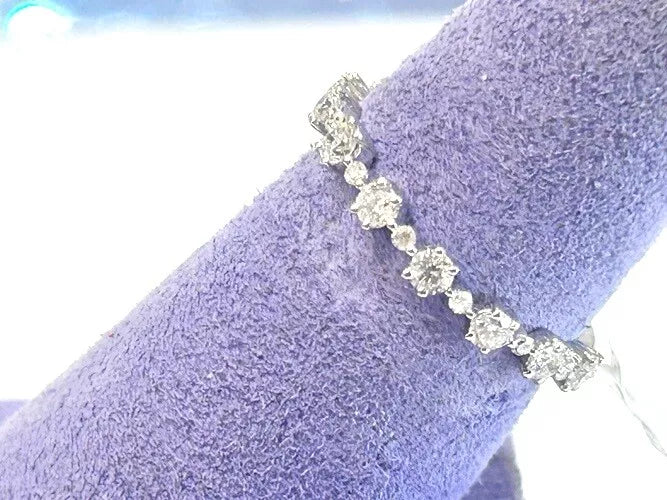 14K White Gold Thin Diamond Multi-Shape Band 0.77 Carats
