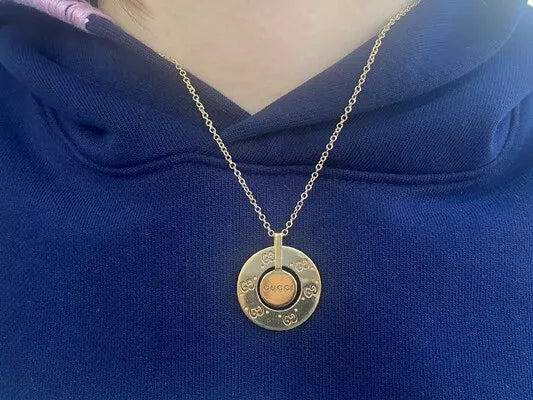 Gucci 18K Yellow Gold Icon Double G Movable Pendant Necklace 14.70 Grams