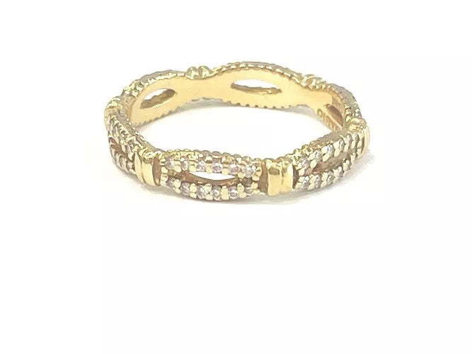 14K Yellow Gold Interlocking Circle Diamond Bangle Bracelet 1.06 Carats