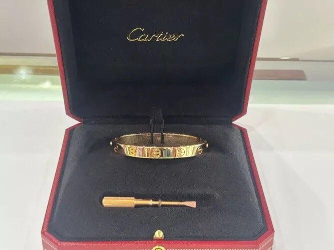 Cartier 18K Rose Gold Love Bracelet Classic Model W/Box & Screwdriver Sz 16