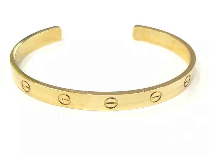 Cartier 18K Yellow Gold Open Cuff Love Classic Model Size 18 W/ Pouch