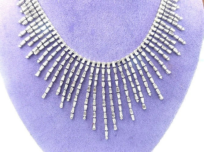 18K White Gold Diamond Waterfall Drop Necklace 22.56 Carat Total Weight