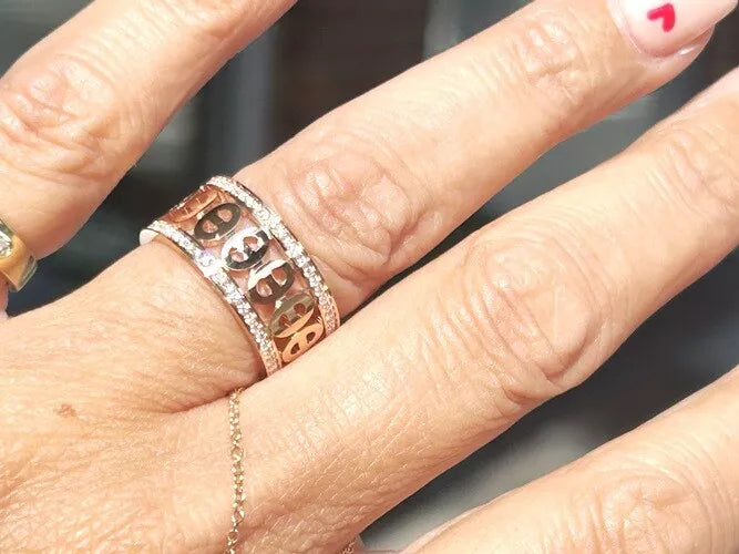 Hermes' 18K Rose Gold Chaine D' Ancre Divine Ring W/Box 0.43 Carats