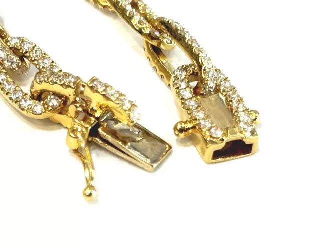 18K Yellow Gold Diamond Paperclip Link Bracelet 3.34 Carat Total Weight