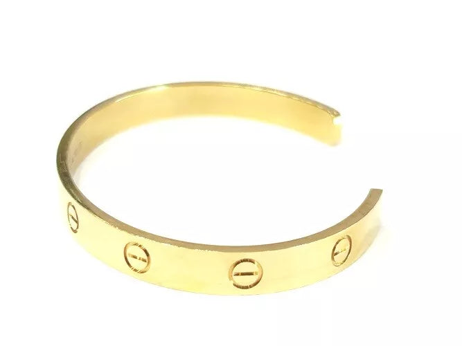 Cartier 18K Yellow Gold Open Cuff Love Classic Model Size 18 W/ Pouch
