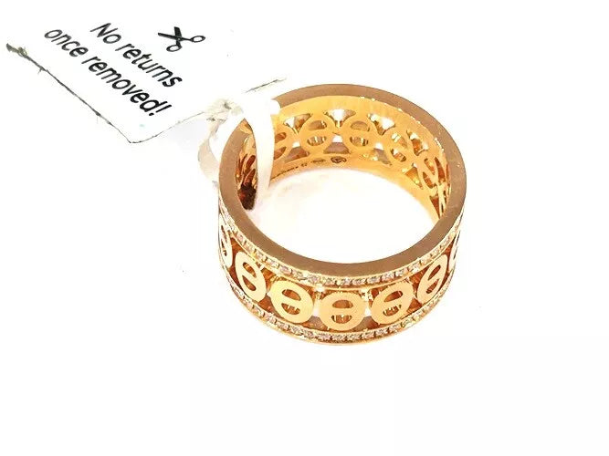 Hermes' 18K Rose Gold Chaine D' Ancre Divine Ring W/Box 0.43 Carats