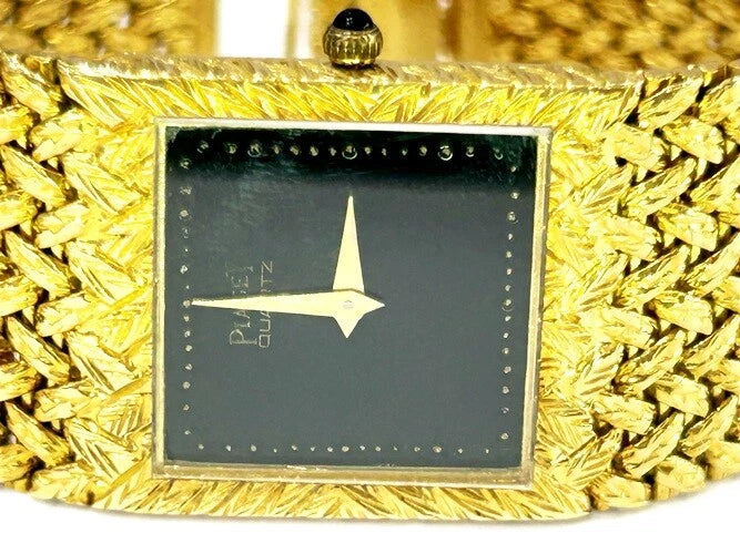 18K Yellow Gold Piaget Classic 9352 D2 Onyx Dial Gold Watch