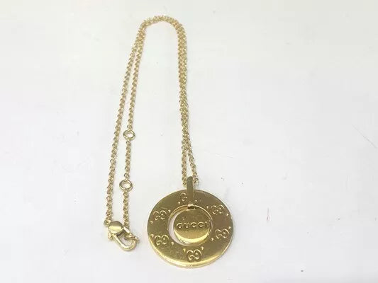 Gucci 18K Yellow Gold Icon Double G Movable Pendant Necklace 14.70 Grams