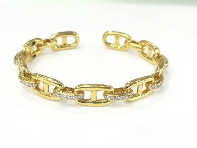 18K Yellow Gold Diamond Link Fashion Bracelet 1.00-1.25 Carats