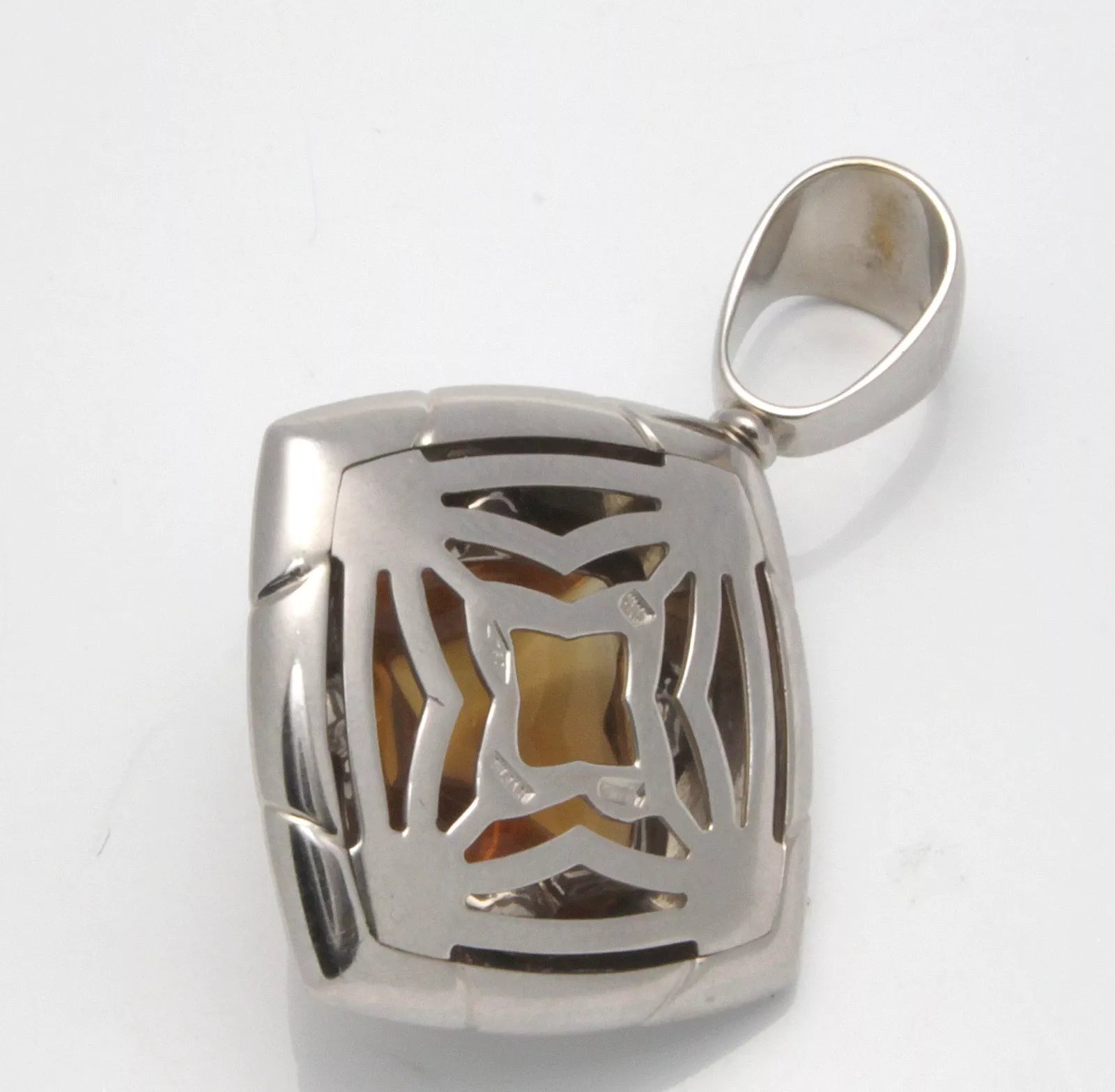 Bulgari Bvlgari 18K White Gold Yellow Citrine Piramide Pendant 15.2 grams