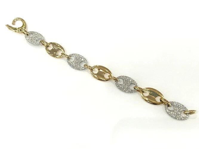 18K Yellow Gold Gucci Style Diamond Bracelet 3.07 Carats