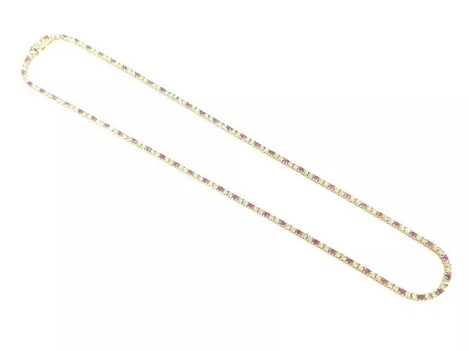 14K Yellow Gold Diamond & Ruby Tennis Necklace 4.82 Carats
