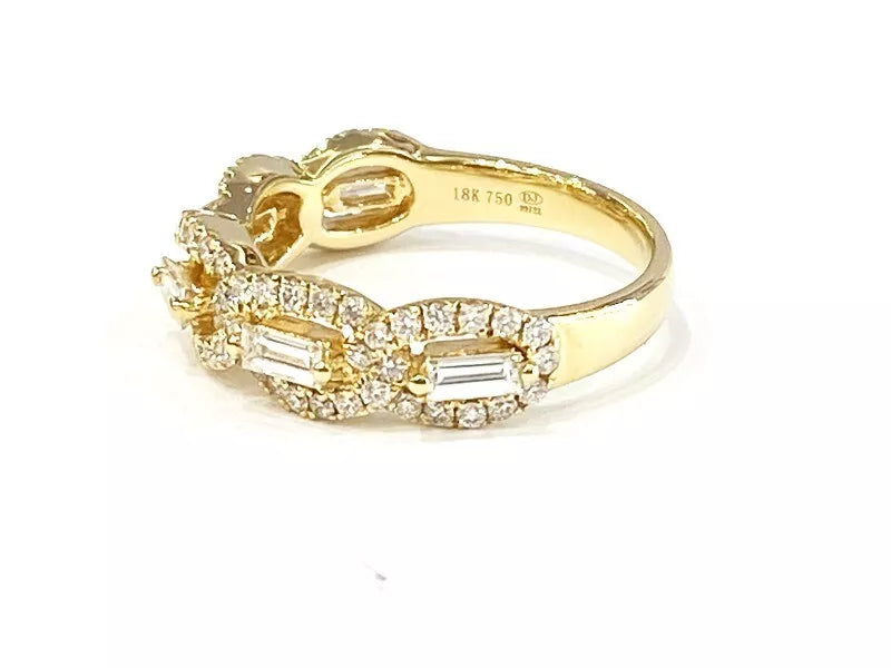 Diamond 18k Yellow Gold Chain Link Ring 0.98 Carats