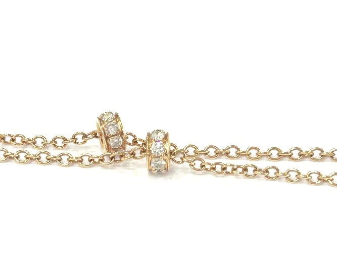 18K Rose Gold Diamond Ball Station Necklace 0.85 Carat Total Weight