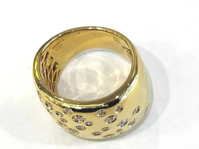 18K Yellow Gold Wide Confetti Diamond Flush Band 0.83 Carats