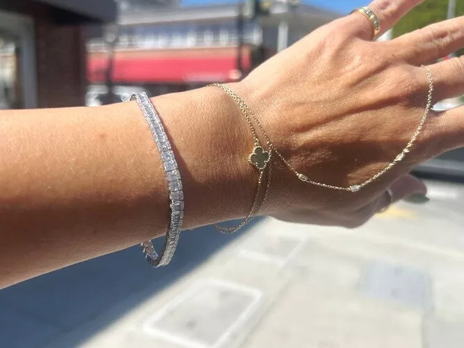 18K White Gold Baguette & Round Diamond Tennis Bracelet 2.81 Carats