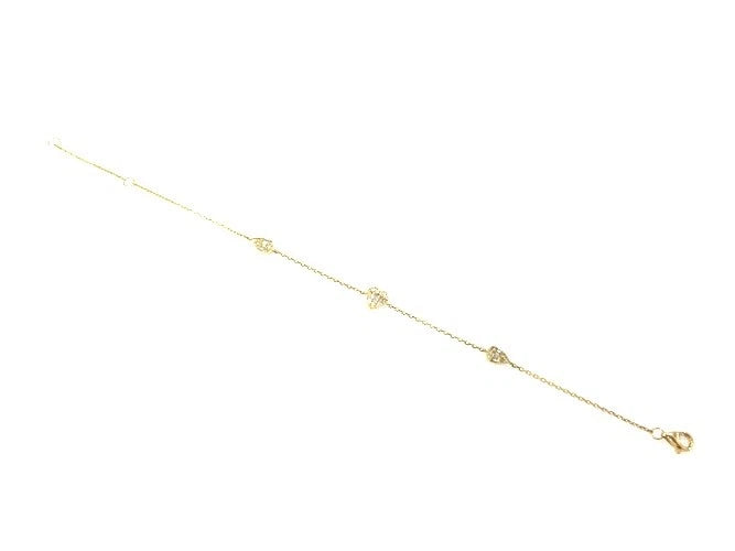 14K Yellow Gold Diamond Heart Station Chain Bracelet 0.25 Carats
