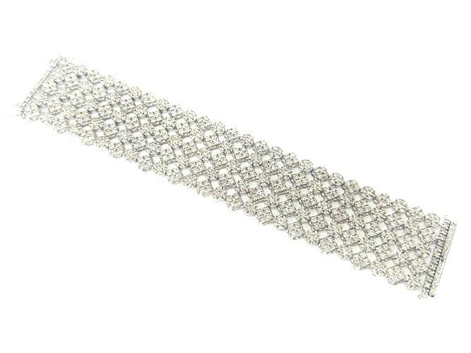 18K White Gold 5-Row Diamond Bracelet Apx. 18.00-20.00 Carats