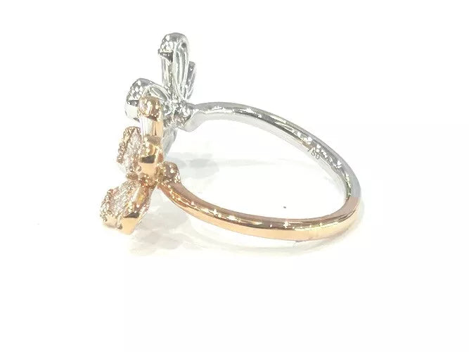 18K Rose & White Gold Diamond Double Flower Open Ring 1.03 Carats