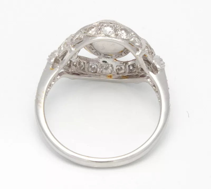 Art Deco 2.00 ctw. Red Ruby Diamonds 14k White Gold Ring Size 7 3.48 grams