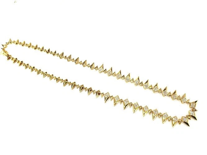 18K yellow Gold Diamond Spike Design Necklace 3.07 Carats