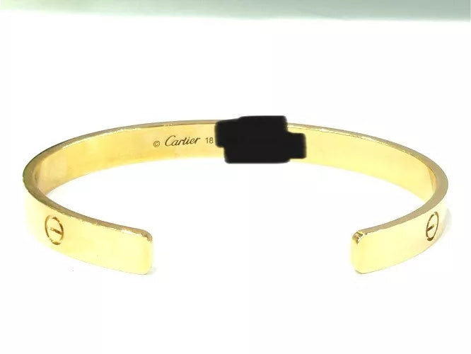 Cartier 18K Yellow Gold Open Cuff Love Classic Model Size 18 W/ Pouch