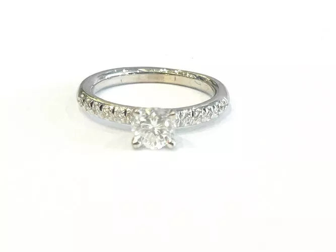 14K White Gold Diamond Engagement Ring 0.45 Carats W/ Diamond Certificate