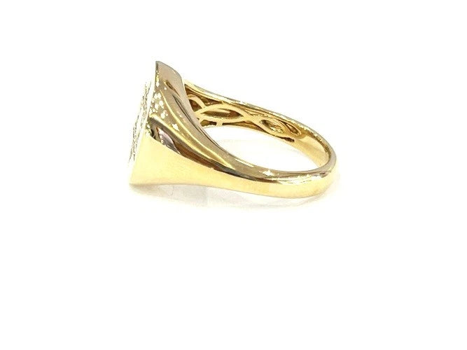 14K Yellow Gold Star of David Diamond Signet Ring 0.16 Carats