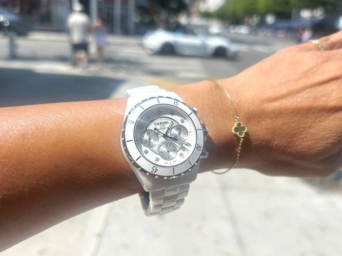 Chanel J12 Chronograph 41MM Diamond Dial Watch with Box & Papers