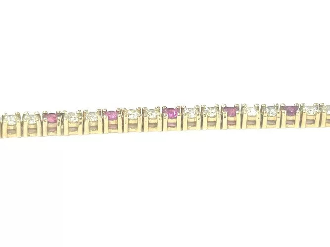 14K Yellow Gold Diamond & Ruby Tennis Necklace 4.82 Carats