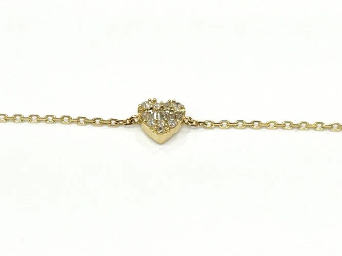 14K Yellow Gold Diamond Heart Station Chain Bracelet 0.25 Carats