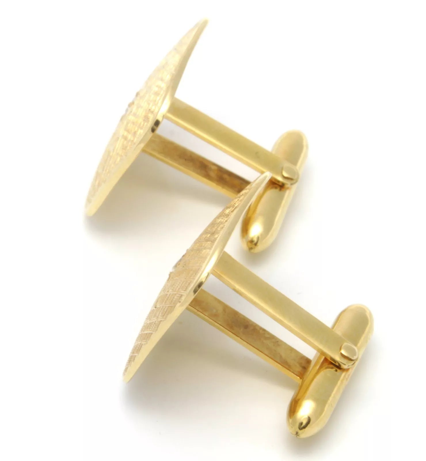 14K Yellow Gold & Diamond Star Rectangle Cufflinks 11.4 grams
