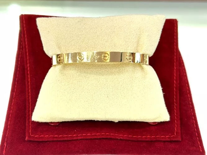 Cartier 18K Yellow Gold Open Cuff Love Classic Model Size 18 W/ Pouch