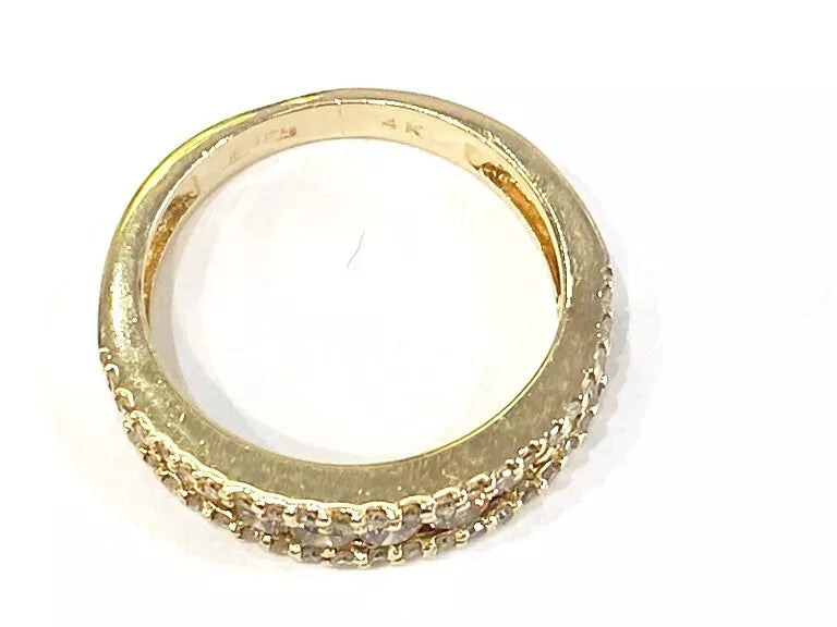 Authentic Effy 14KY Gold Espresso Brown & White Diamond 3 Row Ring 0.60 Carats