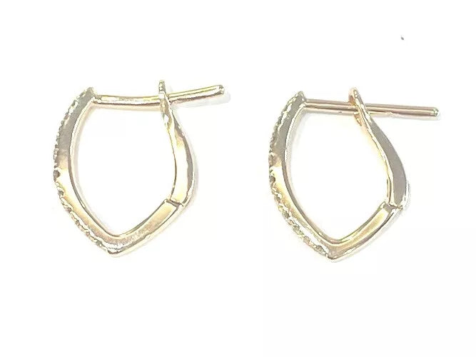 14K Yellow Gold Diamond V Shape Huggie Hoop Earrings 0.20 Carats