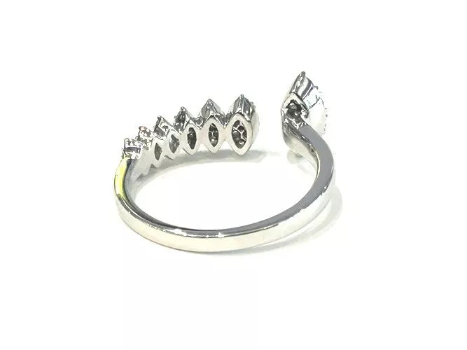 18K White Gold Open Wrap Diamond Pave Fashion Ring 0.42 Carats
