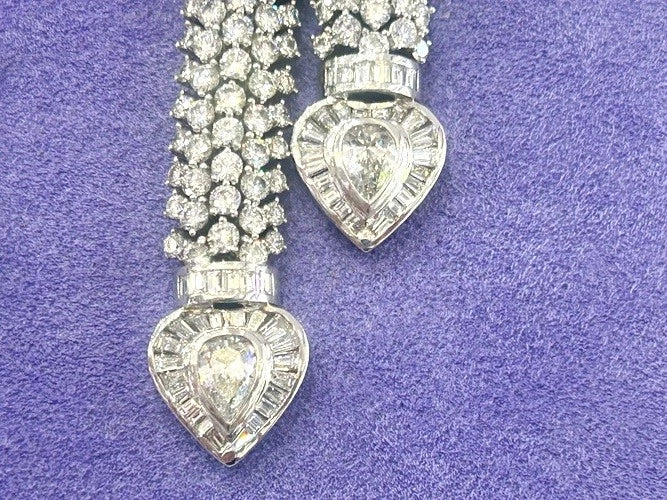 18K White Gold Diamond Lariet Rope Necklace 63.00-70.00 Carat Total Weight