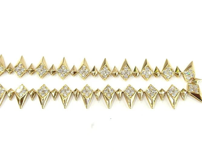 18K yellow Gold Diamond Spike Design Necklace 3.07 Carats