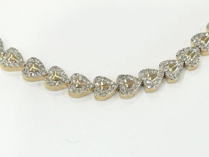 14K Yellow Gold Diamond Heart Tennis Bracelet 1.50 Carats