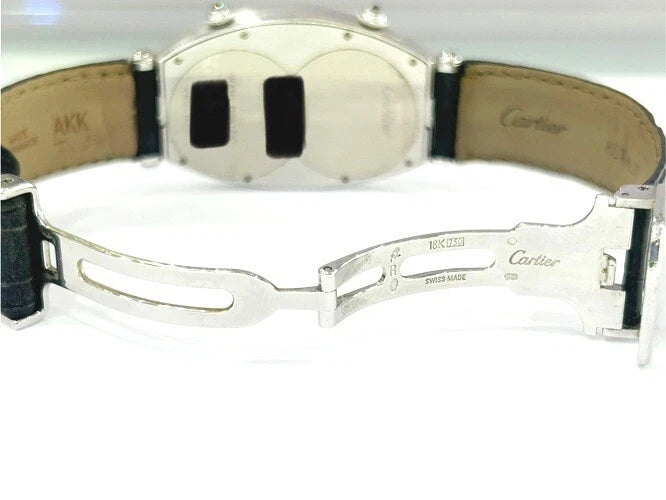 Cartier Tonneau Dual-Time 18K White Gold Diamond Watch Ref# 2804H