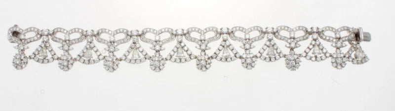 ESTATE 18K WHITE GOLD & DIAMOND NECKLACE, BRACELET & EARRINGS 55.00 TCW