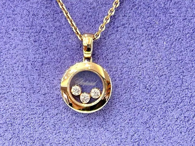 Chopard 18K Rose Gold Happy Diamond Icons Necklace 0.15 Carats W/Box & Papers