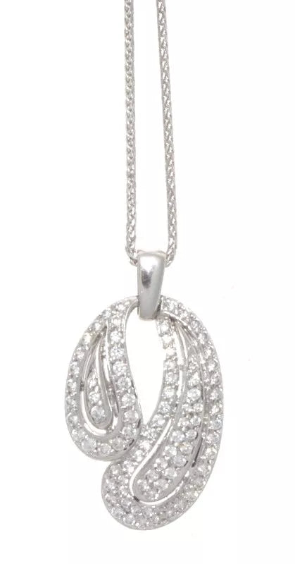 14K White Gold & Diamond Leaf Pendant 1.50 Cts.