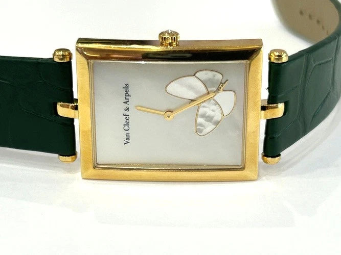18K Yellow Gold Van Cleef & Arpels Lady Arpel Papillion Rectangular Watch HH3777